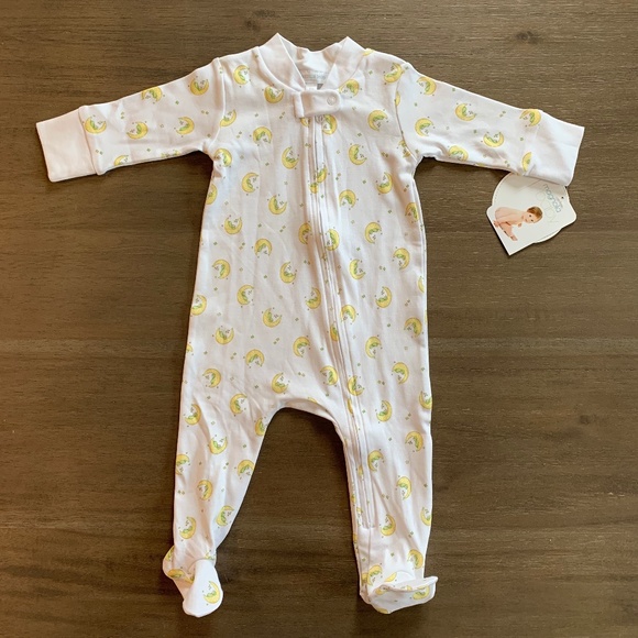 New Magnolia Baby Moon Zipper Footie Green Infant